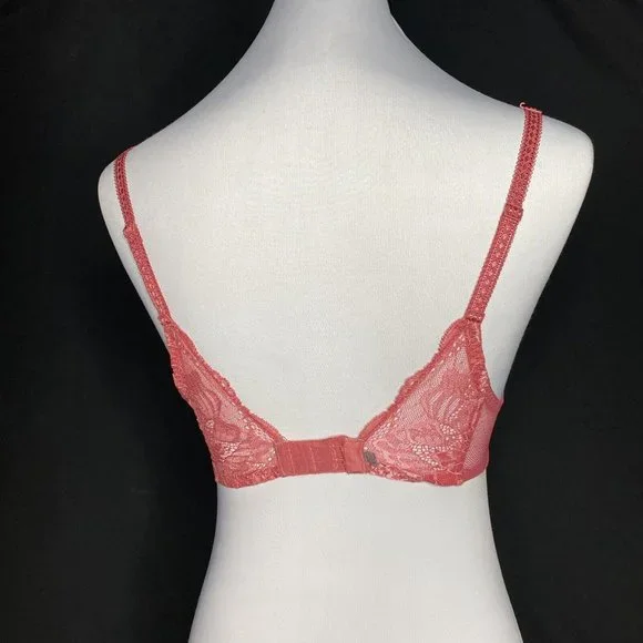 Simone Perele Bra 32C Promesse Padded Rose Pink 3D Plunge Leavers Lace Underwire - Picture 8 of 11